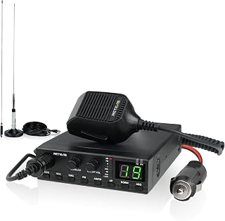 Retevis MB2 CB Radio, AM/FM CB Radio Kit with Magnetic CB Antenna for Truck | 12V Cigarette Lighter Plug, 40 Channels Base Station, Squelch Knob, VOX, Emergency Radio 9/19, External Speaker Jack