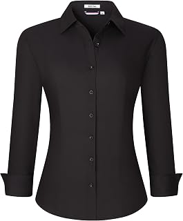 Alex Vando Women's Long Sleeve Dress Shirt Wrinkle Free Stretch Casual Work Blouse Tops