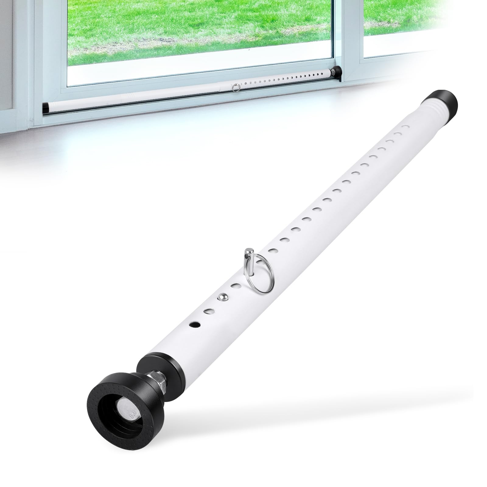 Sliding Door Security Bar, 17-50 inch Adjustable, Window Security Bar with Rubbe
