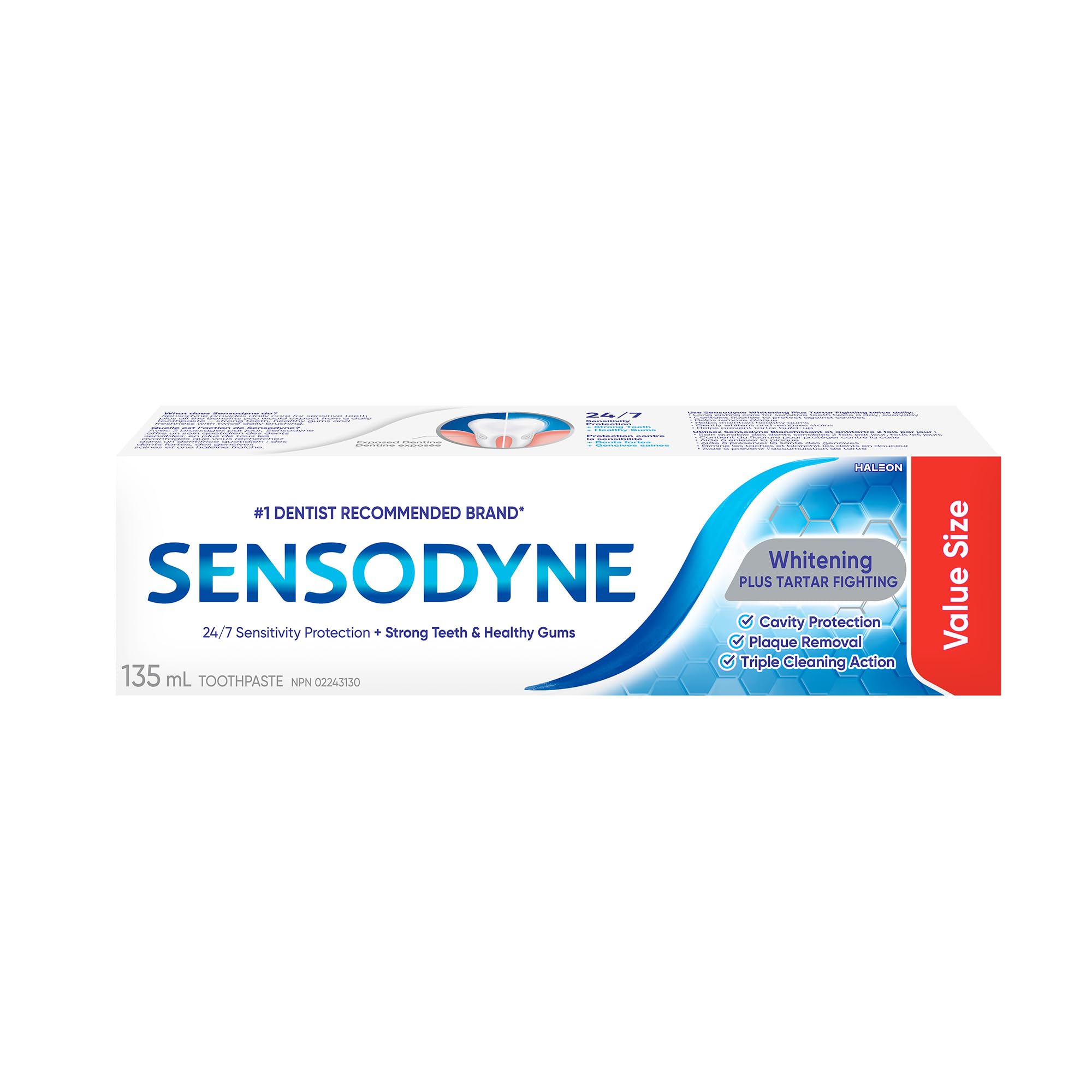 Sensodyne Whitening & Tartar toothpaste, Strengthens Protects and Whitens Sensit