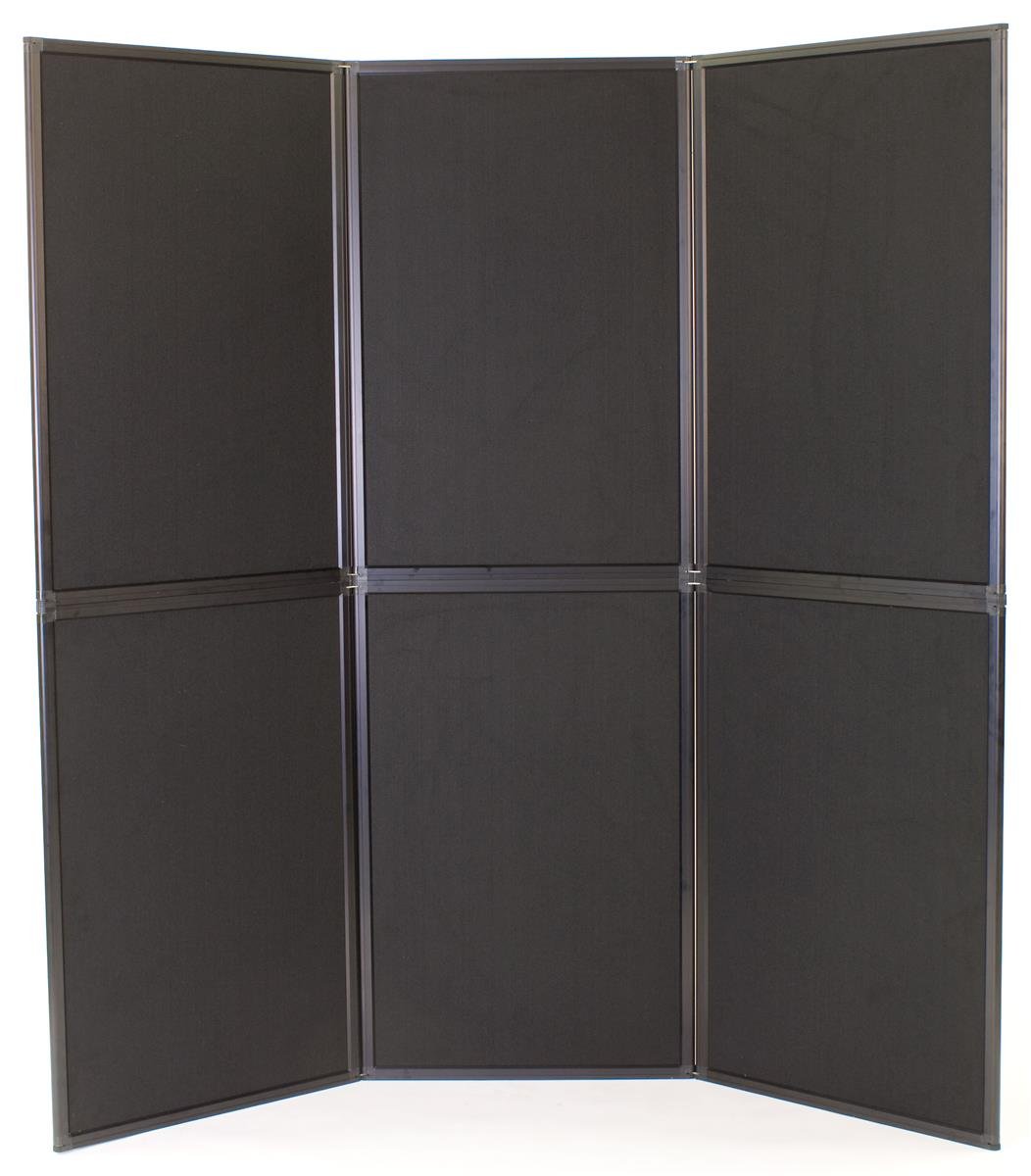 Displays2go Portable Display Panel System, Black | 67"w Floor Standing Hook & Lo