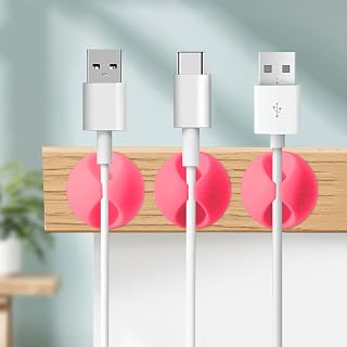 6 Pcs Self Adhesive Cable Clip Cord Organizer Single Slot Wire Holder for USB Charging Management Clip for Office Home (Red)