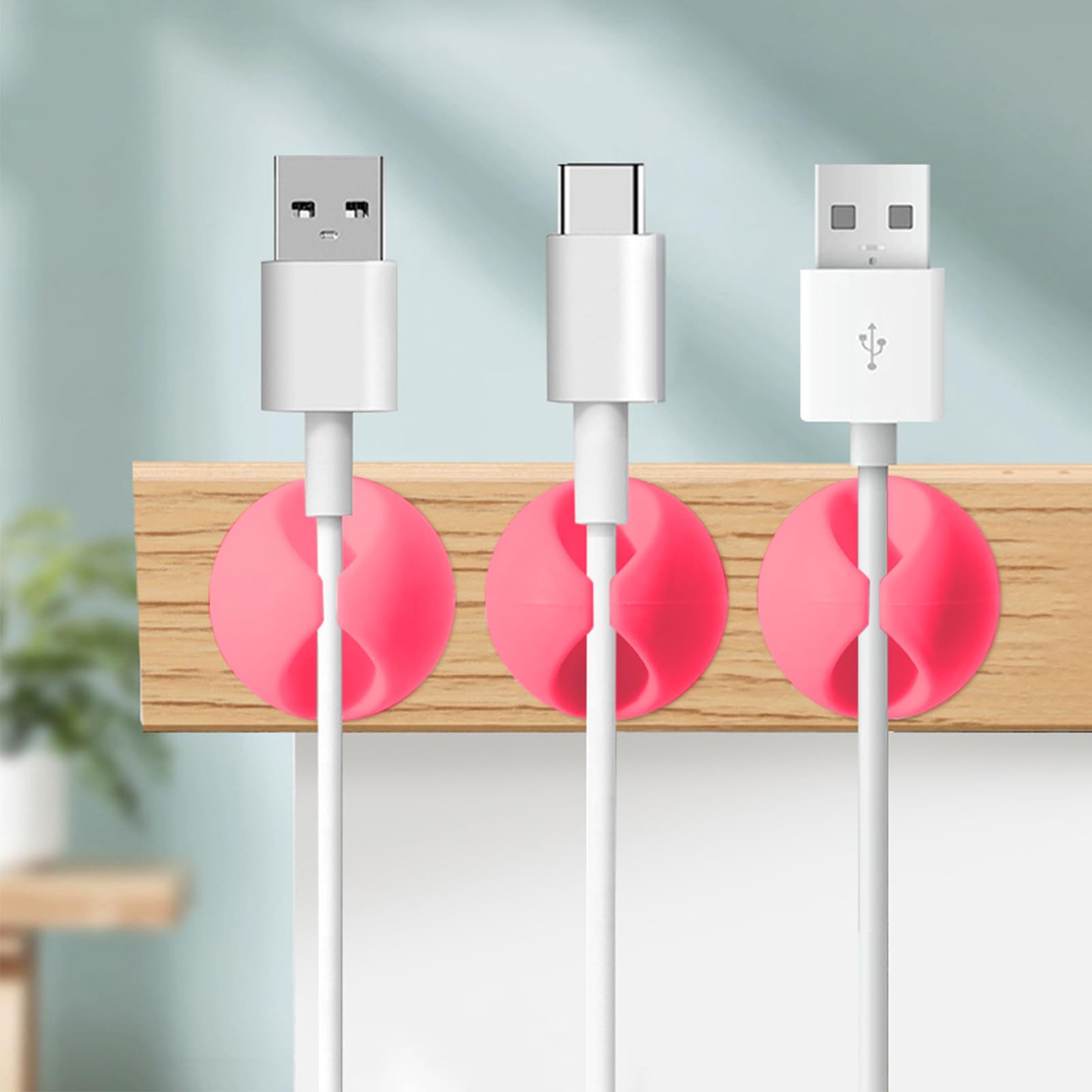 6 Pcs Self Adhesive Cable Clip Cord Organizer Single Slot Wire Holder for USB Ch
