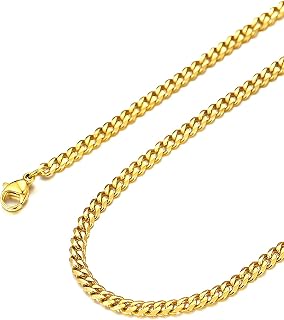 Suplight Cuban Link Chain for Men Women, 18K Gold Plated/Stainless Steel Black Miami Curb Cuban Chain Necklace, 3/6/9/12 mm 14-30 Inch Hip Hop Mens Jewelry, Send Gift Box