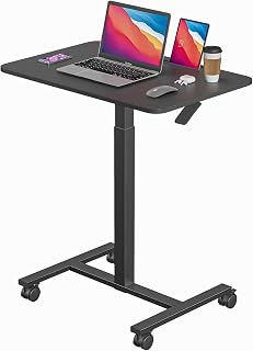 Dripex Computer Table with Wheels and Adjustable Height, Small Desk with Slot for Tablets and Mobiles, Mobile Desk for Standing or Sitting