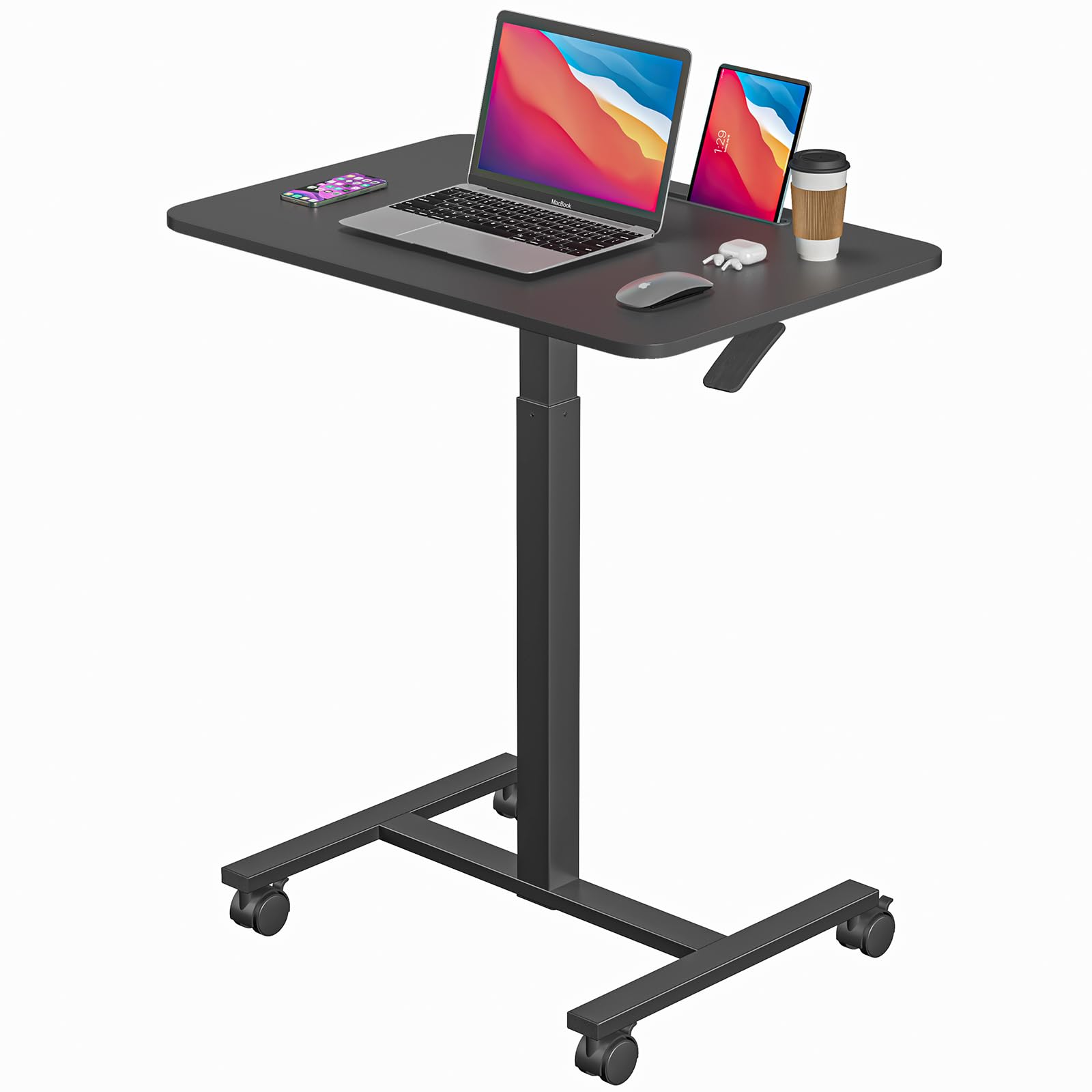 Dripex Computer Table with Wheels and Adjustable Height, Small Desk with Slot fo