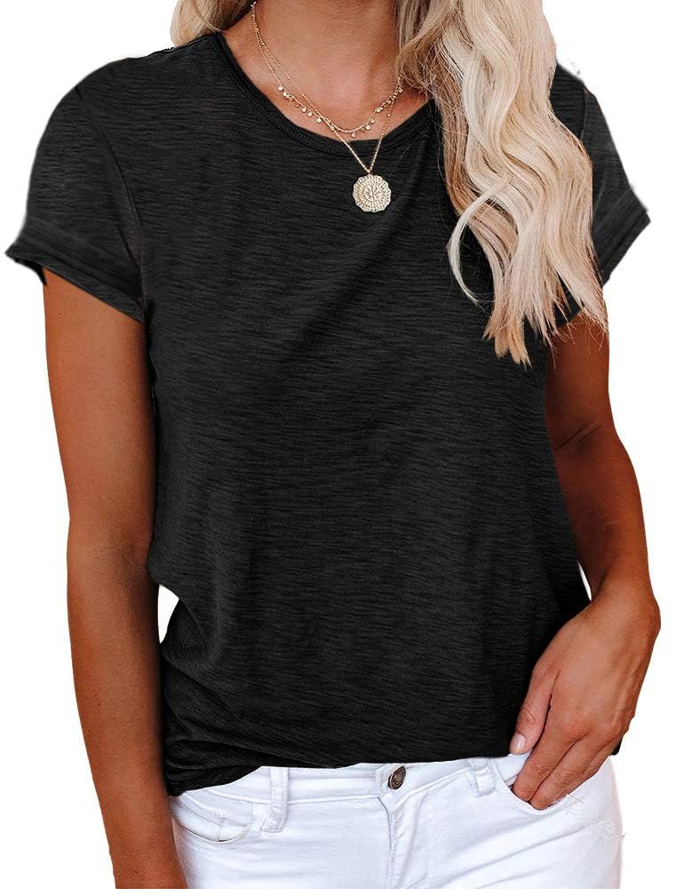 Cicy Bell Women's T-Shirt Blouses and Shirts Crew Neck Cotton Summer Casual Loos