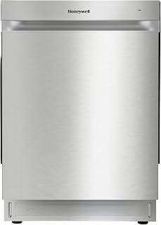 Honeywell 24 Inch Dishwasher with 12 Place settings, 7 Washing Cycles, Stainless Steel and Plastic Tub, UL/Energy Star- Stainless Steel