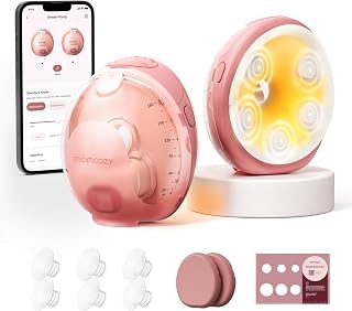 Momcozy Wellness 1 Wearable Breast Pump, Warm-Massage Hands-Free Pump with Heated Flange&Simulated Massage for Comfortable Breastfeeding&Let-Down, App-Controlled, 4 Modes 12 Levels, 180ml/6oz
