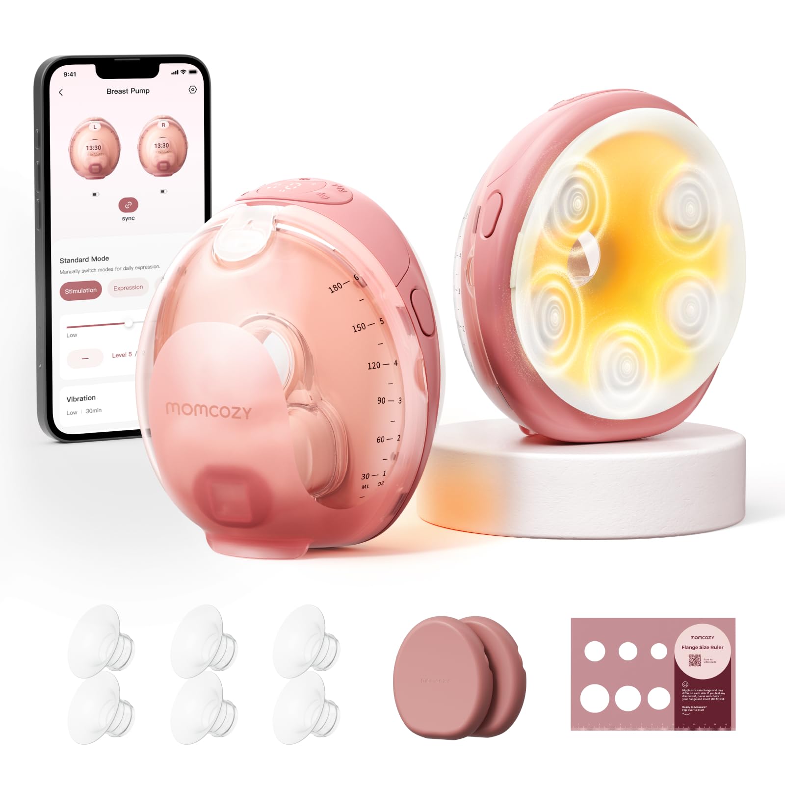 Momcozy Wellness 1 Wearable Breast Pump, Warm-Massage Hands-Free Pump with Heate
