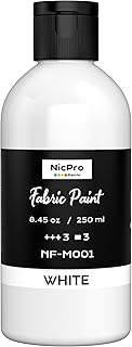 Nicpro White Fabric Paint, 8.45 oz (250 ml) Paint for Clothes Permanent | Clothing Paint for DIY T-shirts Jeans Crafts, Refresh Furniture Upholstery