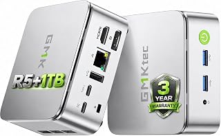 GMKtec G10 Mini PC Ryzen 5 3500U 1TB SSD 16GB DDR4 Triple 4K Display | HDMI 2.1, USB-C 2.5G LAN Desktop Computers for Business Office Home HTPC Proxmox