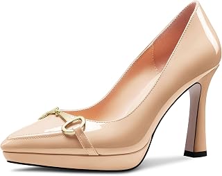Castamere Women's High Platform Heel Pointed Toe Slip-on Metallic Chain Pumps for Wedding Office Casual 10 CM Heels