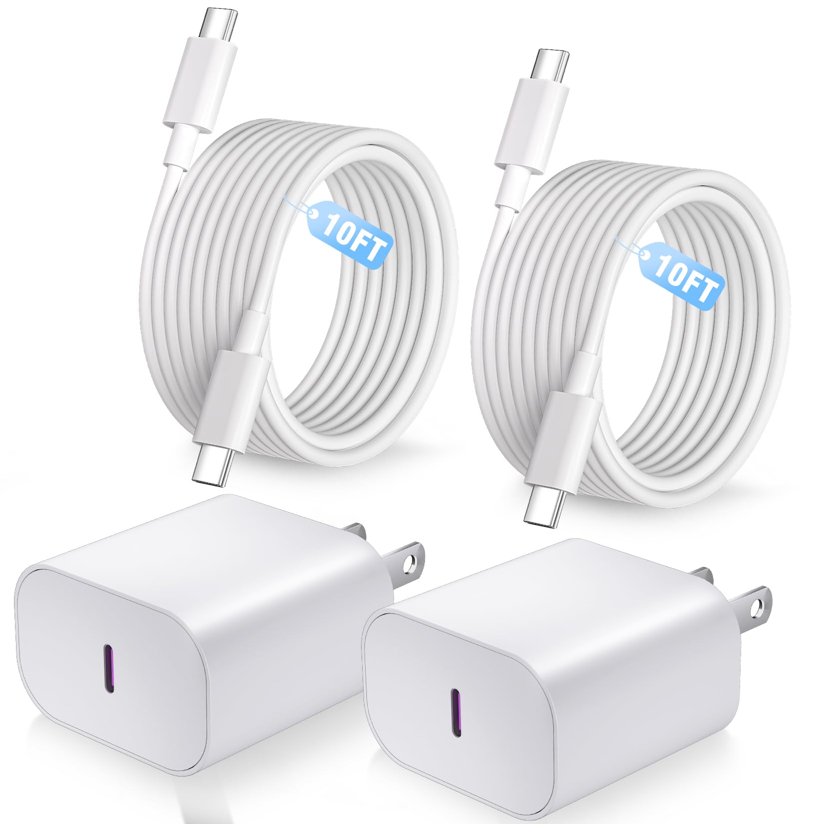 iPhone 17 16 15 Charger Fast Charging,2Pack 10FT USB C Charging Cable with 20W U