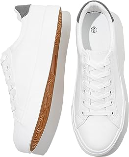 FRACORA Scarpe da tennis bianche da uomo scarpe da tennis basse moda scarpe casual in pelle PU per uomo, bianco, 46 EU