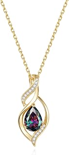 FANCIME 925 Sterling Silver Gold Plated Infinity Birthstone Chain with Infinity Drop Pendant for Women Girls, Chain Length:40+5cm