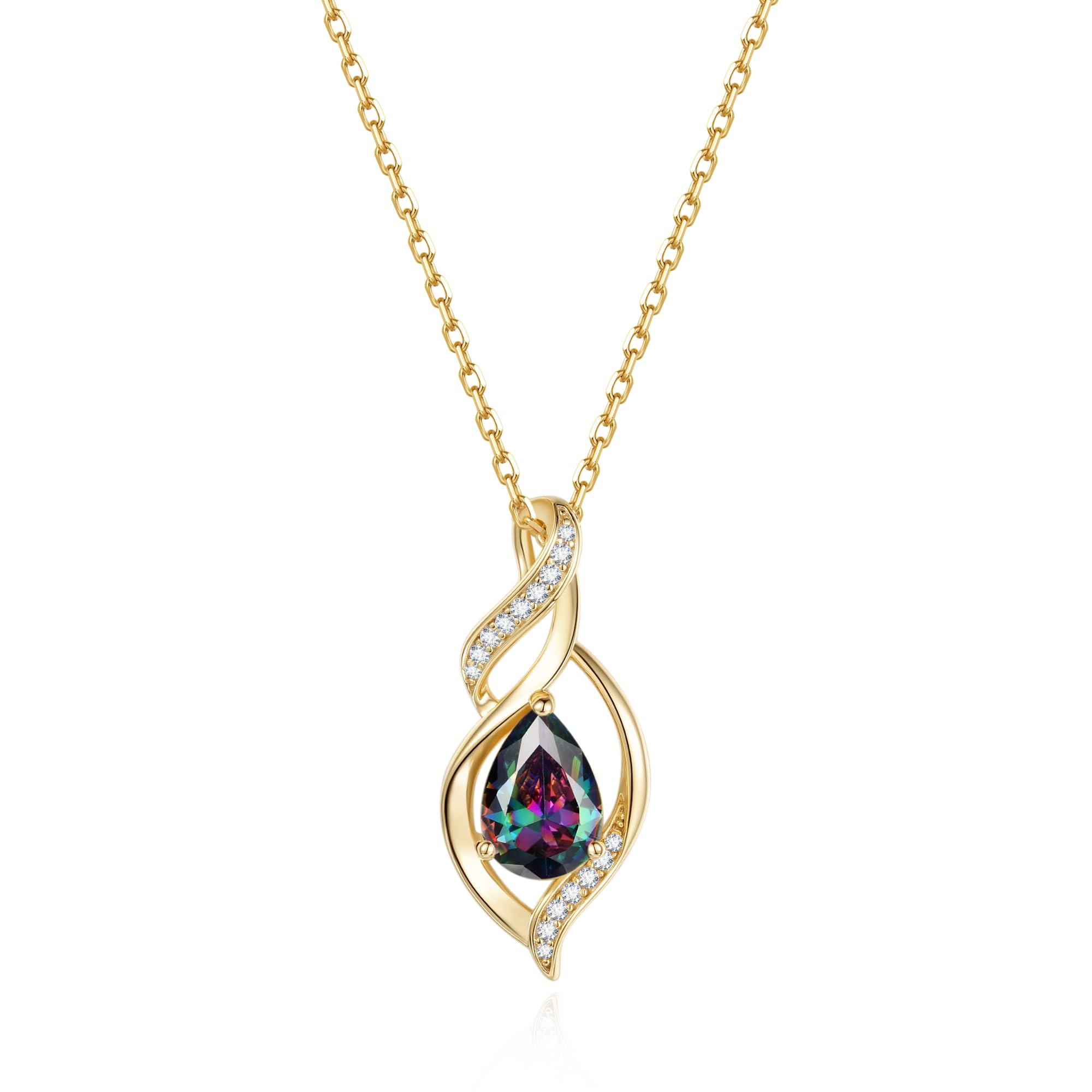 FANCIME 925 Sterling Silver Gold Plated Infinity Birthstone Chain with Infinity 
