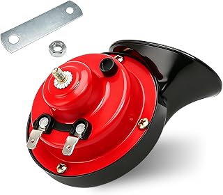 KVAEY 1 PCS Super Loud Car Snail Horns, 12V 300DB Durable Car Horn Kit, High Low Tone Universal Waterproof Car Air Electric Snail Horn, Vehicle Air Horn Replacement for Motorcycle Truck (Red)