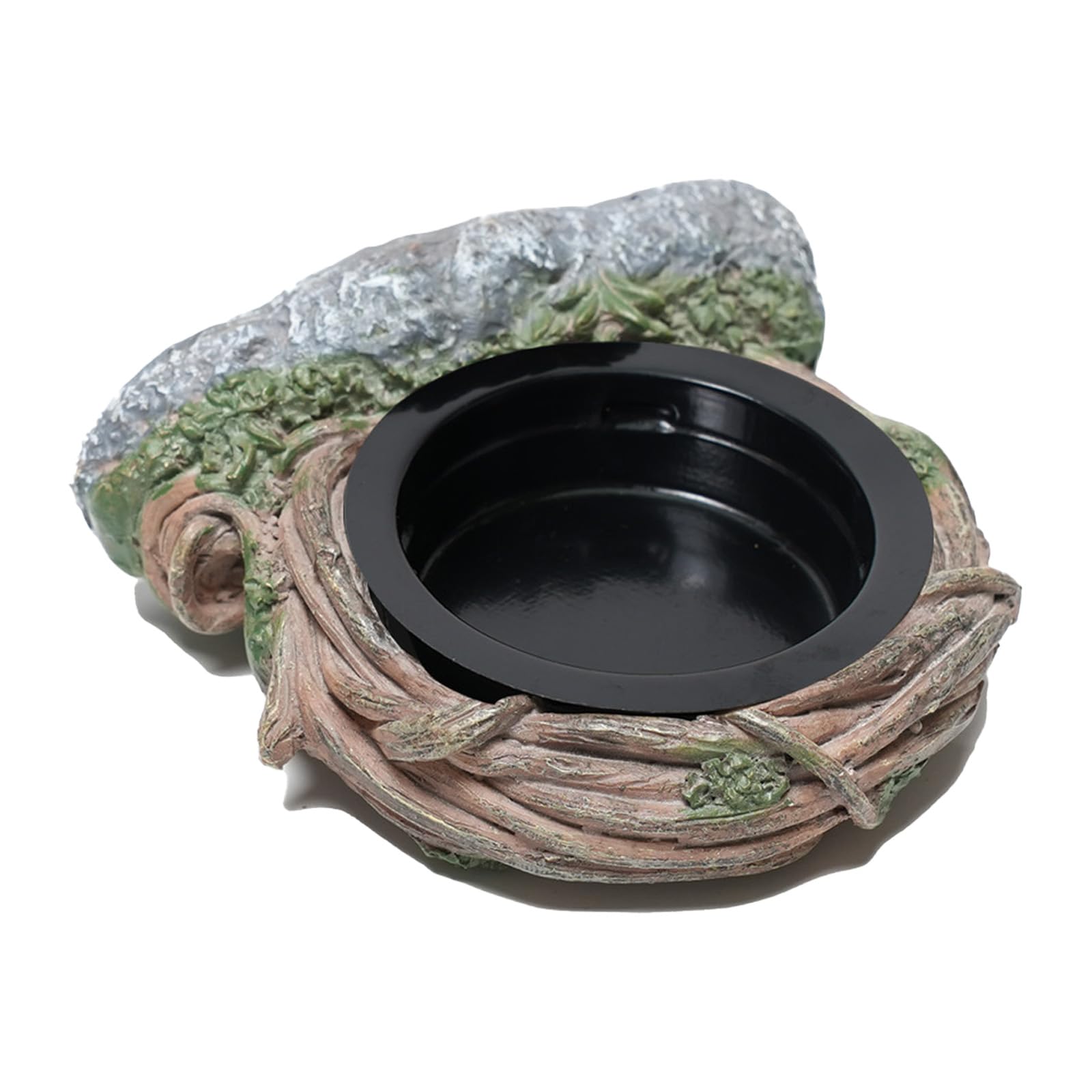 Repticircle Reptile Feeding Ledge with 2 Cups, Hollow Vine Food Dish & Water Bow