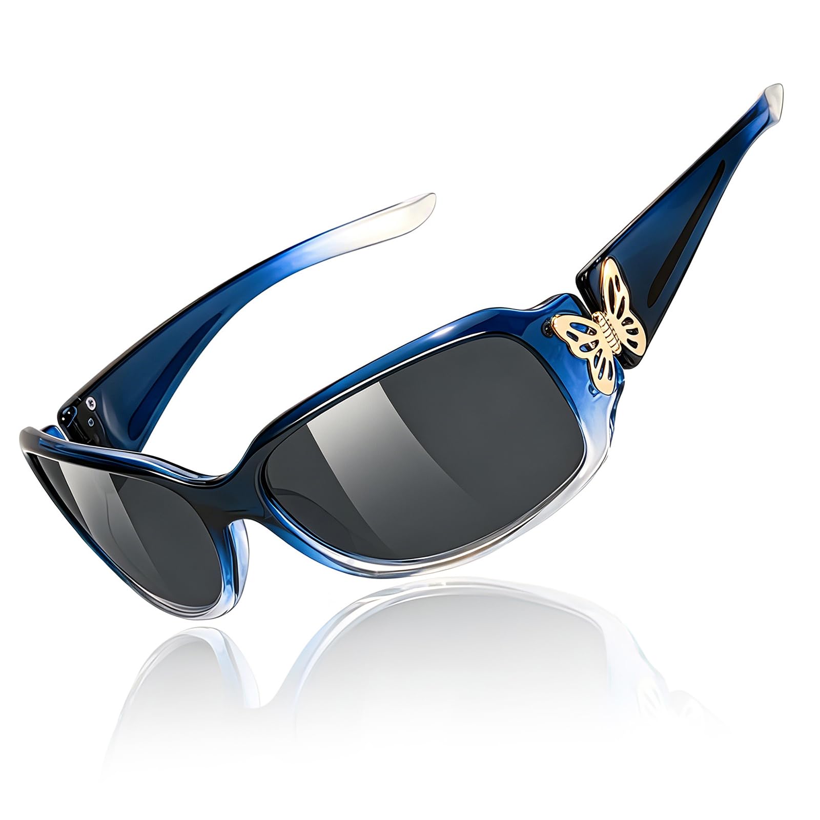 TJUTR Polarized Sunglasses for Women with Wrap Around Butterfly Design