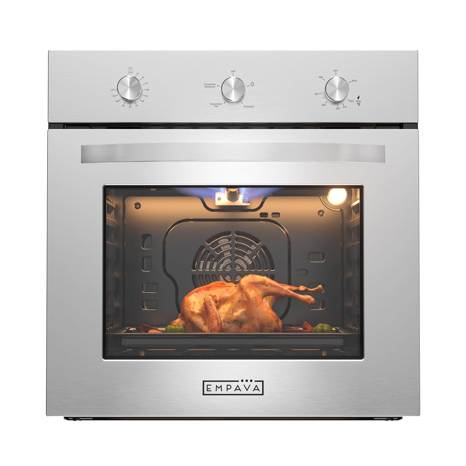 Empava 24 Inch Natural Gas Single Wall Oven with 5 Cooking Modes | Convection Fa