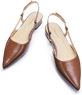 C.Paravano Women Pointed Toe Slingback Flats Dressy Closed Sandal Shoes
