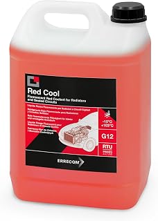 ERRECOM Red Cool Liquid Radiator Red Fluorescent 14 °F/+103 °C G12, 5 L | Formula with OAT Organic Based Inhibitor Package, Antifreeze Ready to Use Without Dilution
