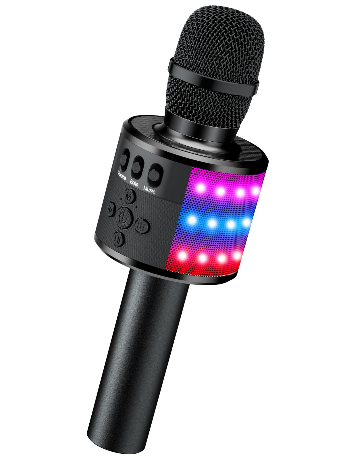 BONAOK Portable Bluetooth Karaoke Mic with Disco Lights for Adults & Kids | Blue
