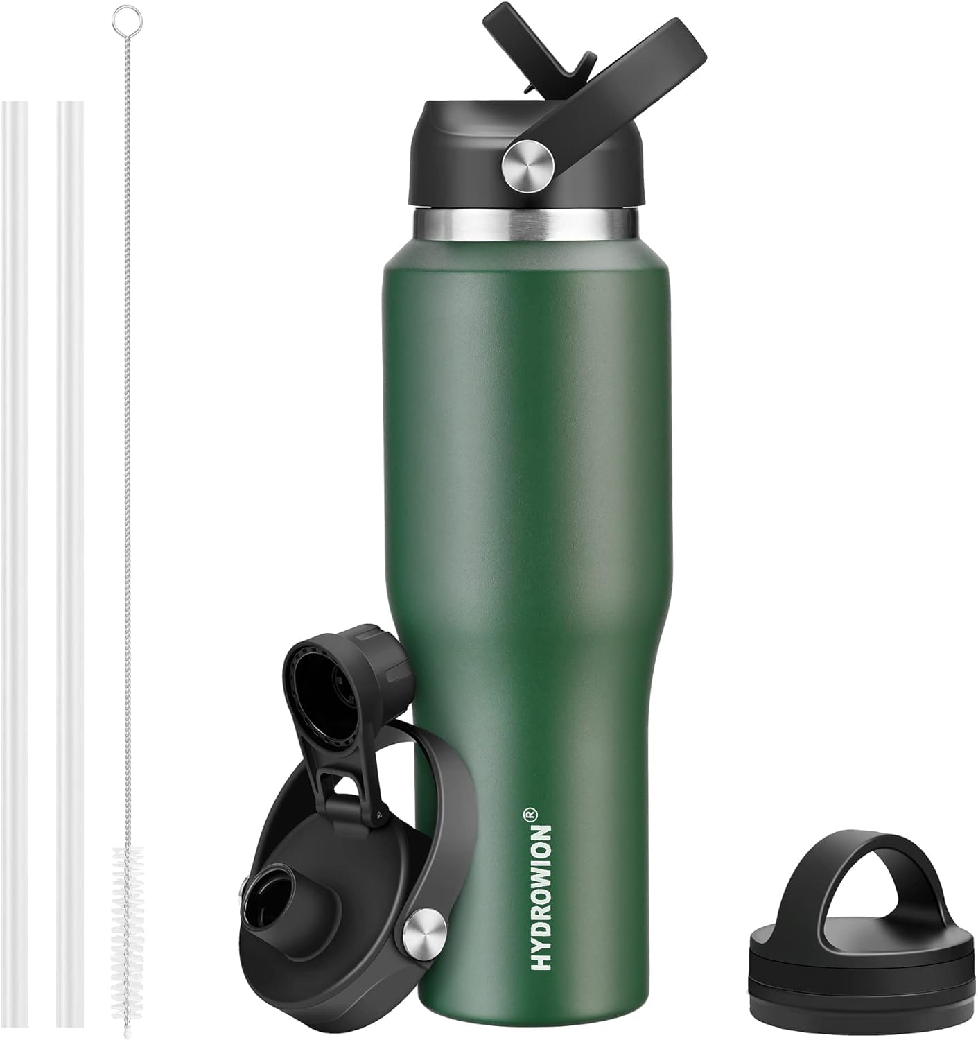 40 oz Insulated Water Bottle Stainless Steel Triple-Wall with Straw Lid Set