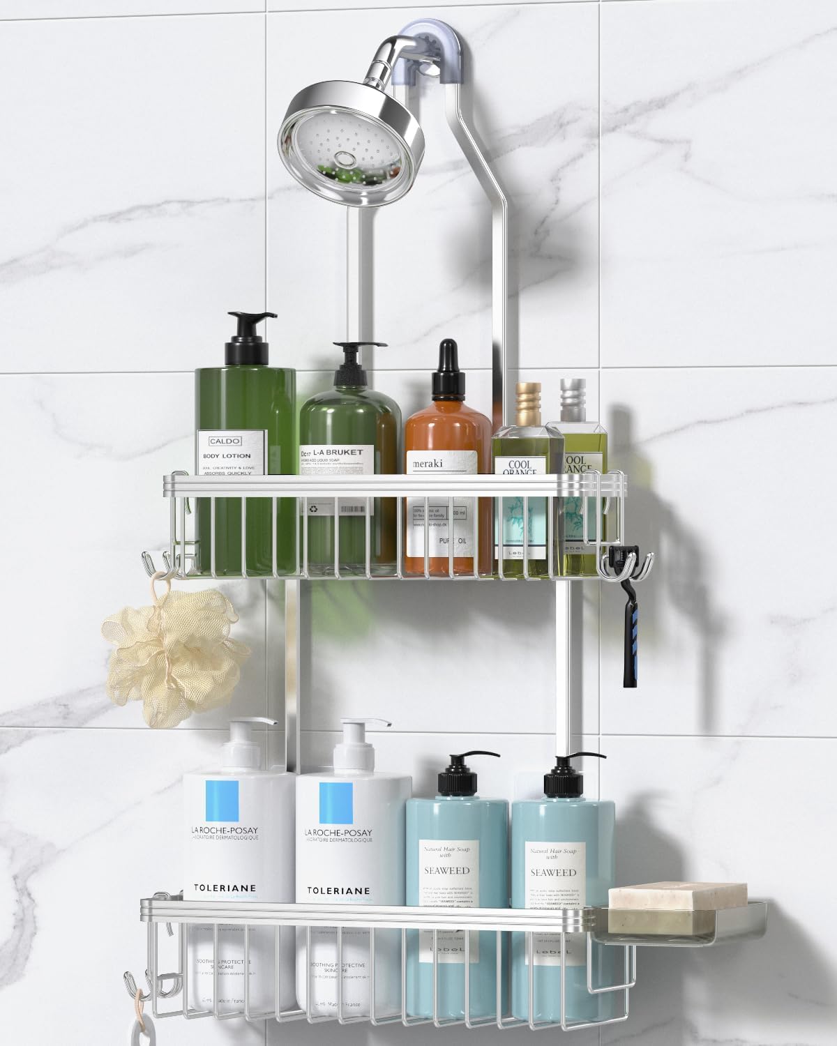 YASONIC Never Rust Shower Caddy Hanging, Aluminum Shower Racks for Inside Shower