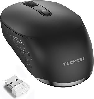 TECKNET Bluetooth Wireless Mouse, Bluetooth 5.2/3.0 & 2.4G USB Receiver, Compact & Portable, Silent Click, Ergonomic Symmetrical Design, 18-Month Battery, Adjustable DPI, Wide Compatibility
