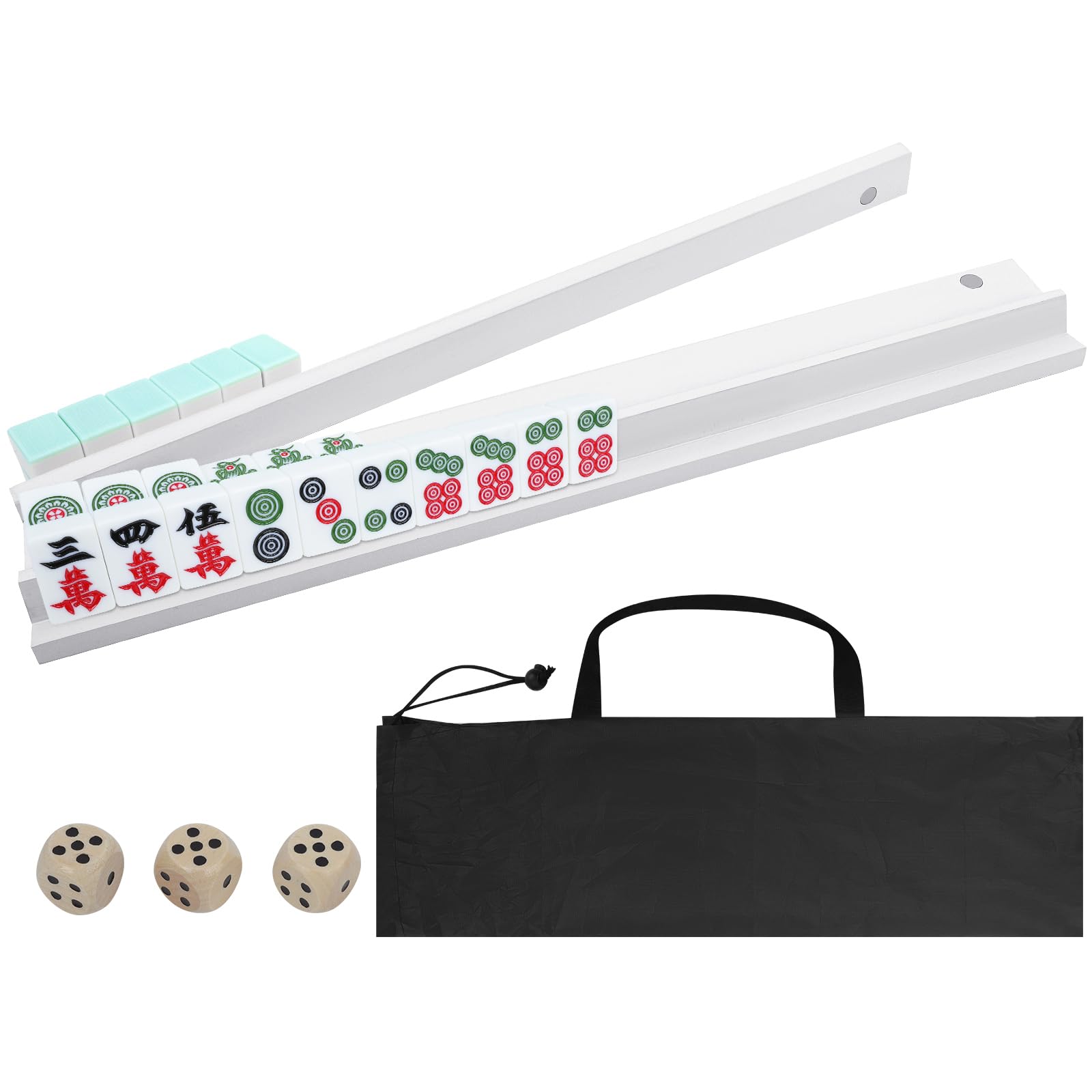 JARTEEK American Pine Wood Mahjong Racks with Pushers Set of 4, 17in | Built-in 
