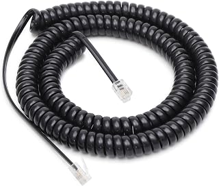 Uvital 25FT Black Long Phone Cord, RJ9 Cord (Coiled Length 3FT), 1 Pack | Telephone Cords for Landline, Universally Compatible, Tangle-Resistant, Noise-free Ideal for Office & Home Use