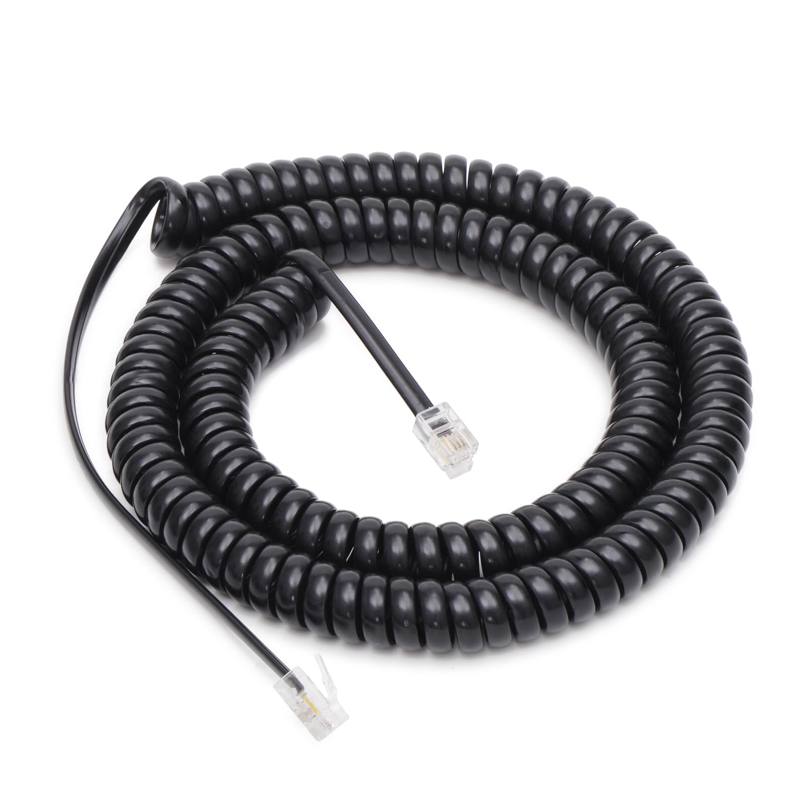 Uvital 25FT Black Long Phone Cord, RJ9 Cord (Coiled Length 3FT), 1 Pack | Teleph