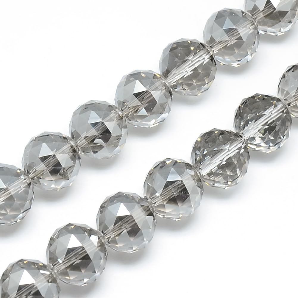 50pcs 14mm Grey Faceted Round Glass Beads Accessories for DIY Jewelry Making Nec
