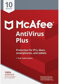 McAfee AntiVirus Plus, for PC or Mac, 10 Devices, 1 Year Subscription