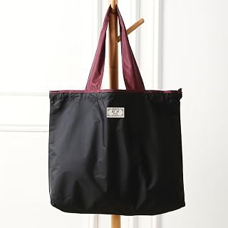 Foldable Tote Bag with Rope Closure - Large Reusable Foldable Grocery Bag with Handles and Strap