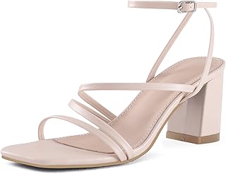 LACUONE Strappy Heels Women Square Toe Sandals