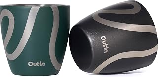 OutIn Set of 2 Espresso Cups Double Wall Insulated Stainless Steel 75ml
