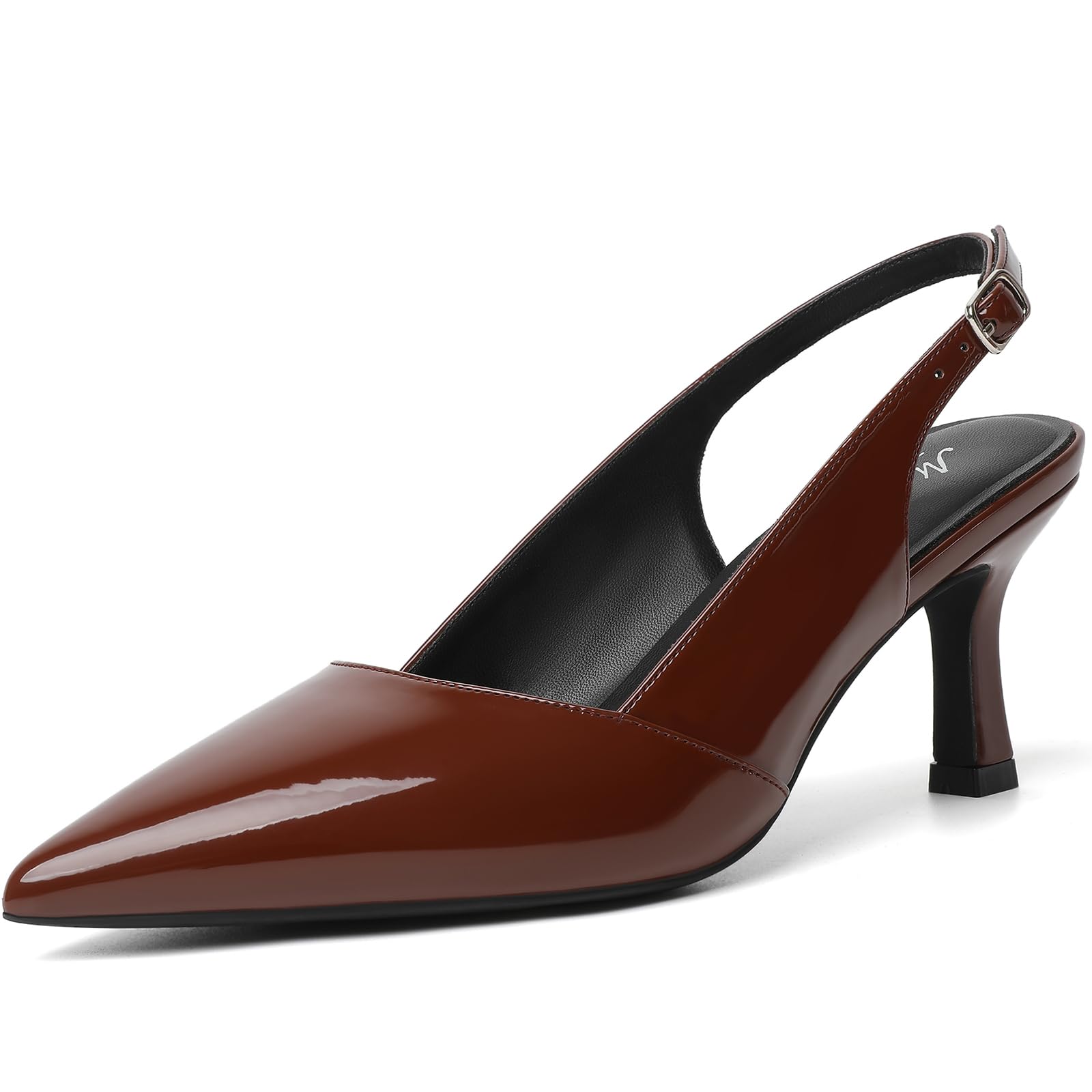 Mostrin Kitten Heels for Women with Closed Toe Back Strap Pumps for Women Weddin