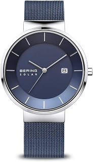 Bering Herren Solar Uhr | Armbanduhr 39 mm Edelstahlgehäuse und Zifferblatt | Milanaisearmband | Saphierglas | 5 ATM | 14639