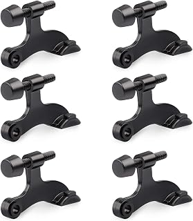 HOMOTEK 6 Pack Hinge Pin Black Door Stopper,Adjustable Deluxe Heavy Duty Door Stopper 2-1/2"x1-3/4”,with Black Rubber Bumper Tips