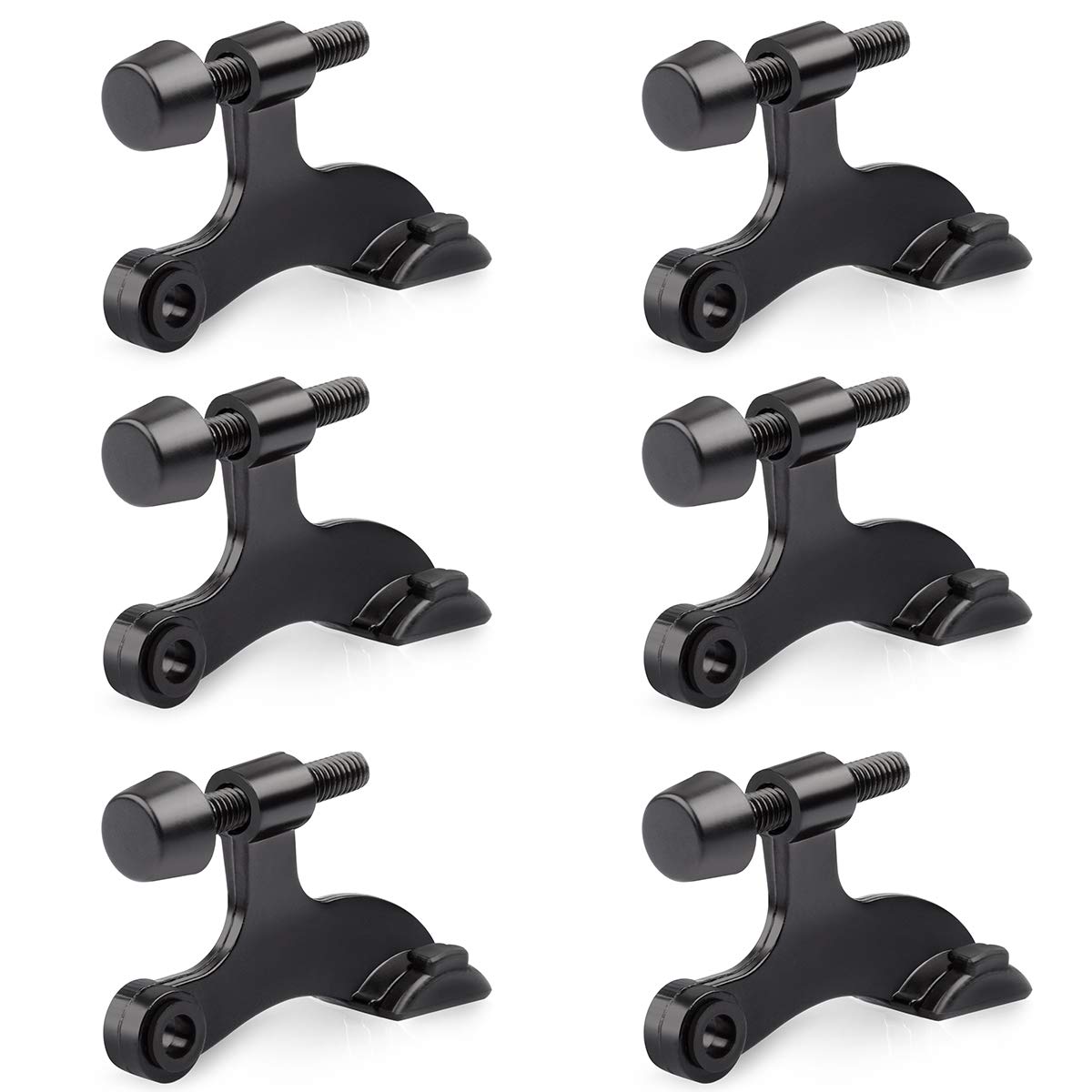 HOMOTEK 6 Pack Hinge Pin Black Door Stopper,Adjustable Deluxe Heavy Duty Door St