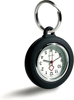 Qinsuee Nurse Fob Watch with Waterproof Silicone Cover | Lightweight Easy Read Clip On Badge Watch with Second Hand for Nurses Doctors Nursing Students Shift Work