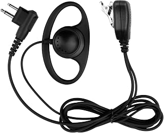 Teuena 2-Pin Radio Earpiece for Motorola CP040 DP1400 GP300 GP88 GP68 CT150 | Two Way Radio Walkie Talkie Headset D-Shape Security Earpiece with Inline PTT Mic for Bodyguard, Police