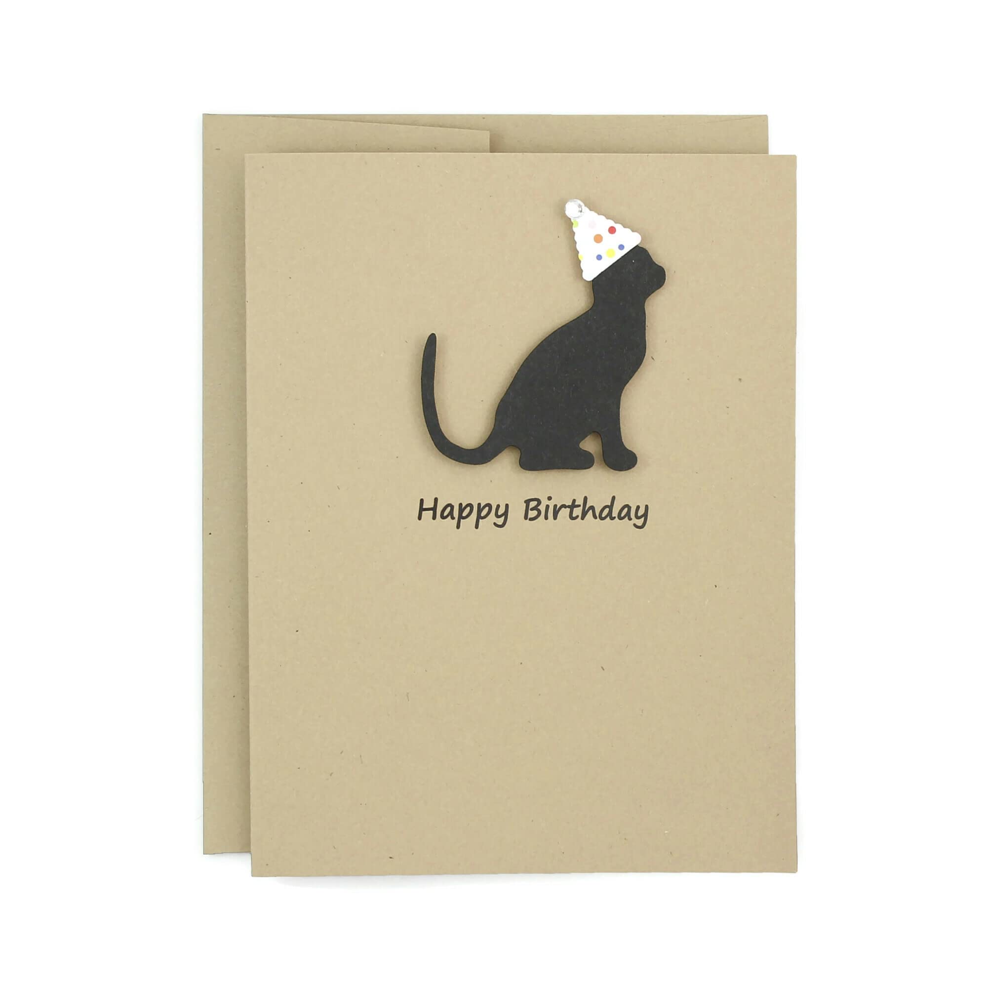 Embellish by Jackie Black Cat Birthday Card | Handmade Single Greeting Card | Ca