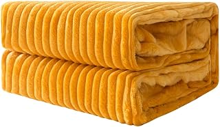 MIULEE Flannel Fleece Throw Blankets Soft Warm Comfortable Throws for Sofa Corduroy Fluffy Blanket Bed Throw for Bedroom Couch Travel Kids Bedroom Accessories 50x60Inch Orange