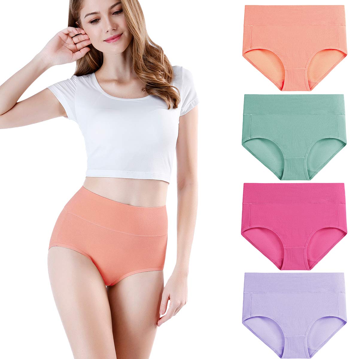 wirarpa Women's Cotton High Waist Culotte Panties Pack of 4