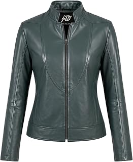 Jild Stylish Collar Casual Womens Leather Jacket - Biker Style Premium Lambskin Leather Jacket Women