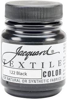 Jacquard Textile Color Black - Permanent Fabric Paint for Clothes, Furniture Upholstery, Shoes or Tote Bags – Indoor & Outdoor 2.25 Oz Jar, Upholstery